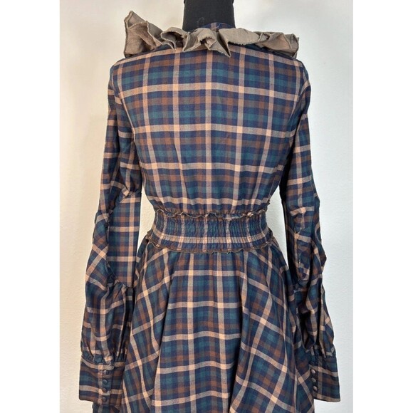 Vicky and Lucas Plaid Flannel Ruffle Retro Steampunk Dress Size Small (4/6) - Picture 11 of 13